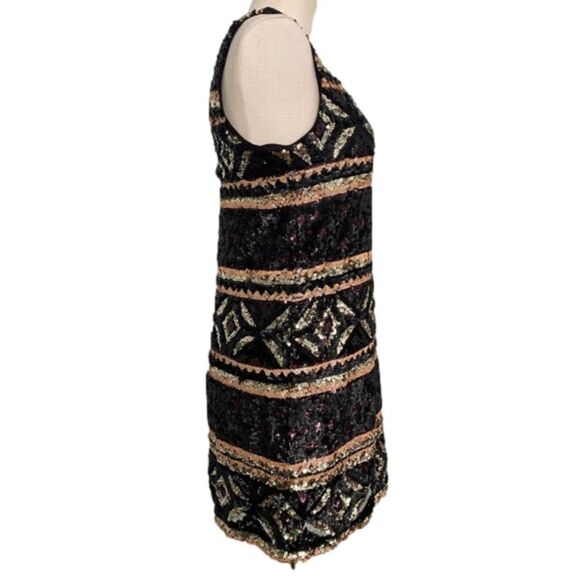Free People NWT Metallic Geometric gold black blush Sequin Dress Xs/S ($350) - Picture 8 of 14